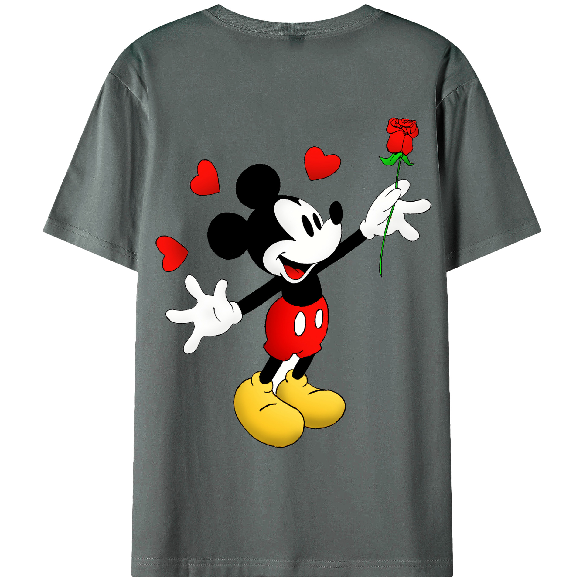ミッキーマウス Mickey Mouse 綿100％ メンズ半袖Tシャツ（バックプリント） 通気性